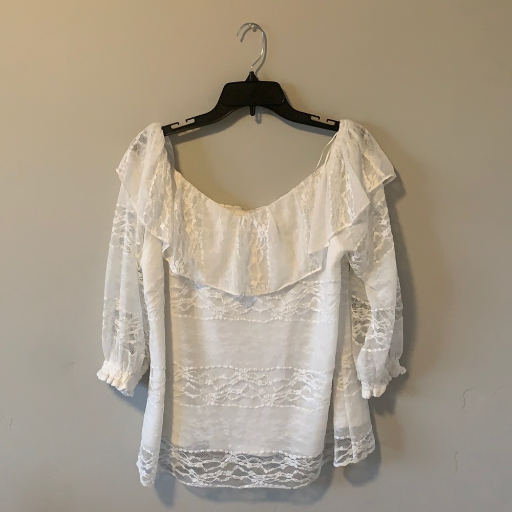 White Lace off-the-shoulder top